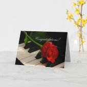 Carte Rose rouge sur Piano Keys-Bravissimo! (Fleur jaune)