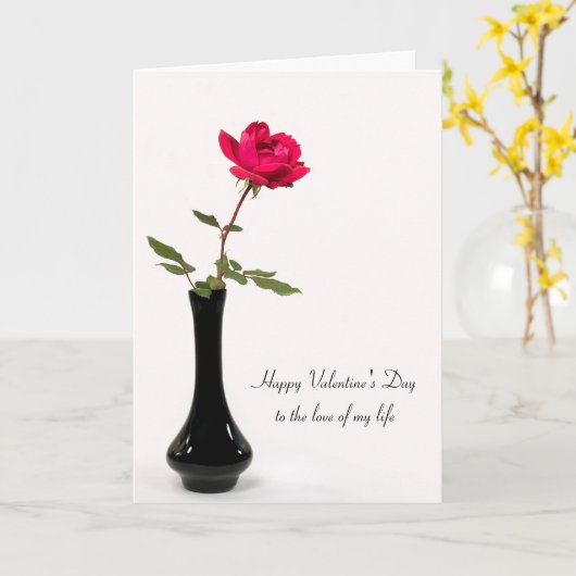 Carte rose rouge unique pour la Saint-Valentin (Fleur jaune)