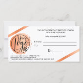 Carte Rose ruban en feuille d'or noir logo cadeau certif (Dos)