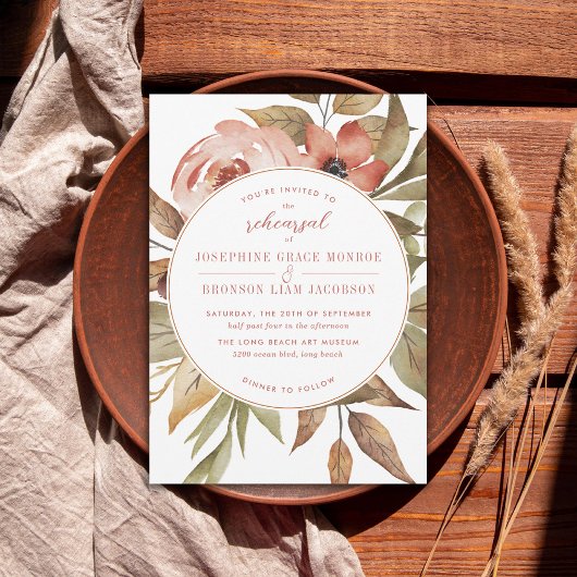 Carte Rose Sage Green Dîner de répétition automne Invita