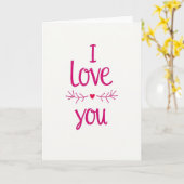 Carte rose script branche cœur je t'aime (Fleur jaune)