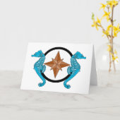 Carte Rose Seahorse Compass (Fleur jaune)