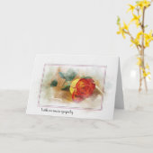 Carte Rose Sur La Sympathie De Satin Or (Fleur jaune)