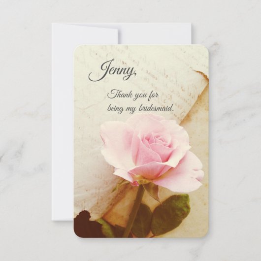 Carte Rose sur les pages de livres vintages (Devant)