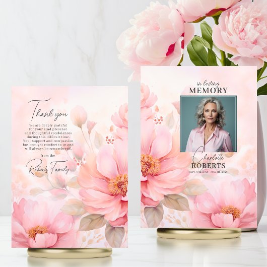 Carte Rose - Sympathie rose Merci funéraire | PHOTO