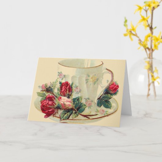 Carte rose Tea Cup Love Notes (Fleur jaune)
