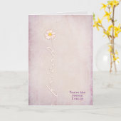 Carte rose texturée pour ami merci (Fleur jaune)