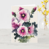 Carte Rose trémière - Fleurs à l'aquarelle (Fleur jaune)
