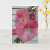 Carte Rose trémière rose, belle Madame d'anniversaire (Fleur jaune)