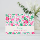 Carte Rose Vert Rose Pétales Fleurs Jardin Mariage (Debout devant)