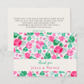 Carte Rose Vert Rose Pétales Fleurs Jardin Mariage (Devant / Derrière)