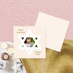 Carte Rose vif Bonne photo Hanoukka mignonne<br><div class="desc">Élégant arrière - plan rose-Bleu. Personnalisez-le avec une photo préférée,  et customisez-le avec un message personnel et signoff.</div>