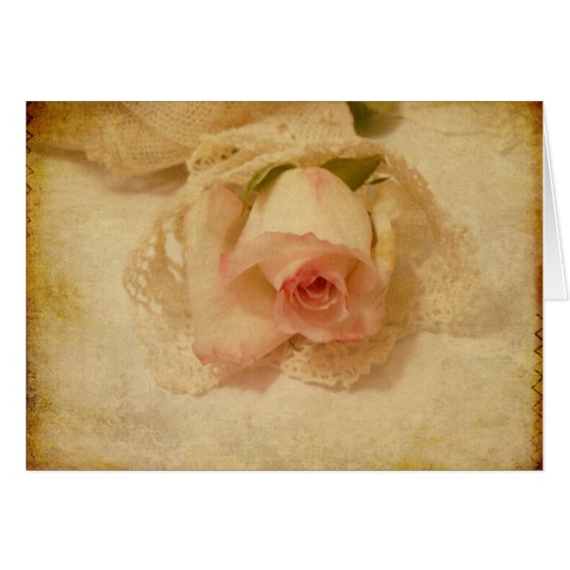 Carte Rose vintage (Devant horizontal)