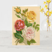Carte Rose vintage, Anniversaire allemand (Fleur jaune)
