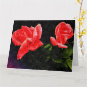 Carte Rose Vintage double stylisé (Fleur jaune)