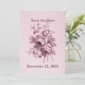Carte Rose vintage Enregistrer la date (Debout devant)