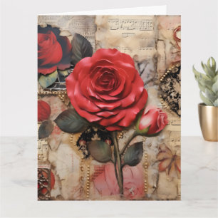 Carte Rose vintage parisien