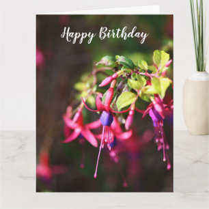 Carte Rose violet coloré Fuchsia Fleur Anniversaire