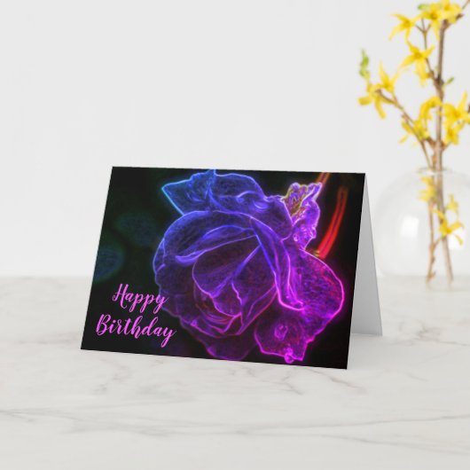 Carte Rose violet Imaginaire Fleur Art Anniversaire (Fleur jaune)