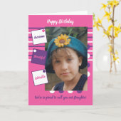Carte Rose violet magnifique photo fille anniversaire (Fleur jaune)