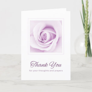 Carte Rose violet merci pensées et prières pliées
