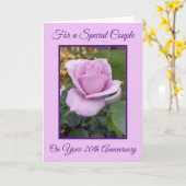 Carte Rose violet Personnalisé 20e anniversaire de Maria (Fleur jaune)