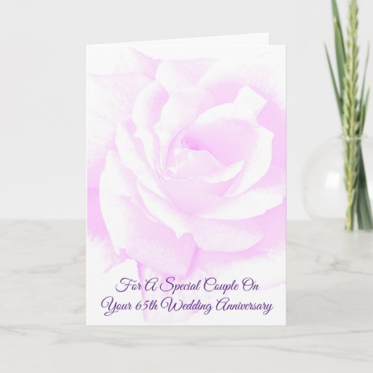 Carte Rose violet Personnalisé 65e anniversaire Mariage (Devant)