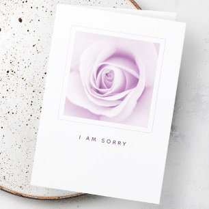 Carte Rose violette Je suis désolé excuses pliées