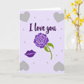 Carte Rose Violette Je T'Aime (Fleur jaune)