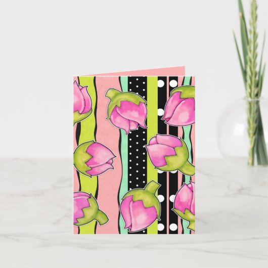 Carte Rosebud Joy couleur motif Note Card (Devant)