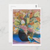 Carte Rosella à tête pâle australien et fleurs sau (Devant / Derrière)