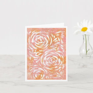 Carte Roses abstraites sur corail et rose