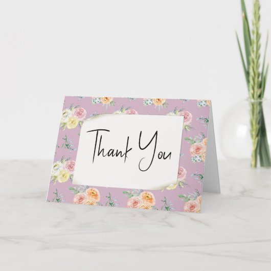 Carte Roses Aquarelle Merci (Devant)