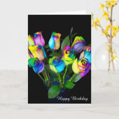 Carte Roses arc-en-ciel pour anniversaire (Fleur jaune)