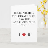 Carte Roses Are Red Valentine's - I ♥ U Funny Romantic   (Fleur jaune)
