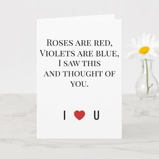 Carte Roses Are Red Valentine's - I ♥ U Funny Romantic (Petite plante)