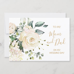 Carte Roses blanches à ma Maman et Papa le jour de mon m