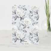 Carte Roses blanches argentées romantiques Mariage flora (Dos)