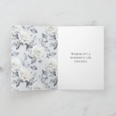 Carte Roses blanches argentées romantiques Mariage flora (Intérieur)