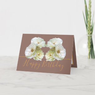 Carte Roses blanches Bouquet floral chic élégant Anniver