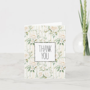Carte Roses blanches brillantes romantiques Merci floral