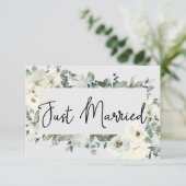 Carte Roses blanches d'ivoire Mariage Floral Marié (Debout devant)