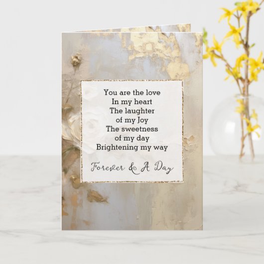 Carte Roses blanches d'or romantique Forever Poem (Fleur jaune)