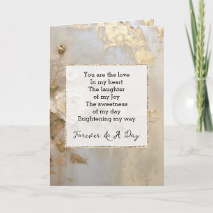 Carte Roses blanches d'or romantique Forever Poem