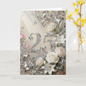 Carte Roses blanches et lys pour les noces d'argent (Fleur jaune)