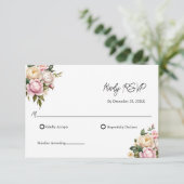 Carte Roses blanches rose pâle Roses florales Mariage él (Debout devant)