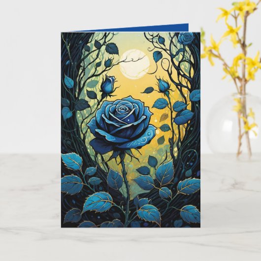 Carte Roses Bleues Vignes 2  (Fleur jaune)
