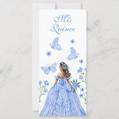 Carte Roses bleus, fleurs et papillons Quinceañera (Dos)