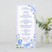 Carte Roses bleus, fleurs et papillons Quinceañera (Debout devant)