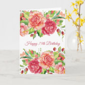 Carte Roses botaniques et baies Aquarelle Anniversaire (Fleur jaune)